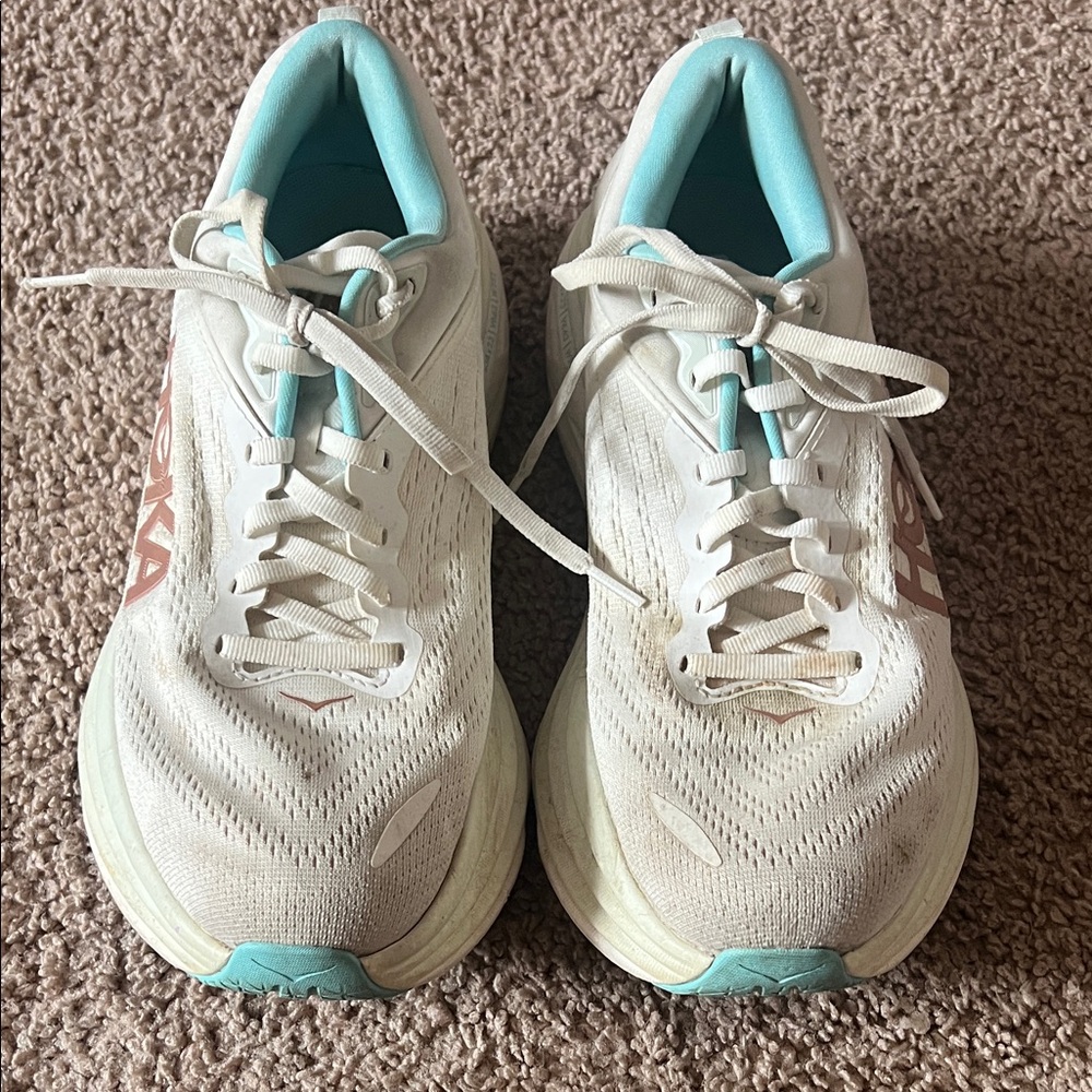 Hoka Women's White and Teal Athletic Shoes